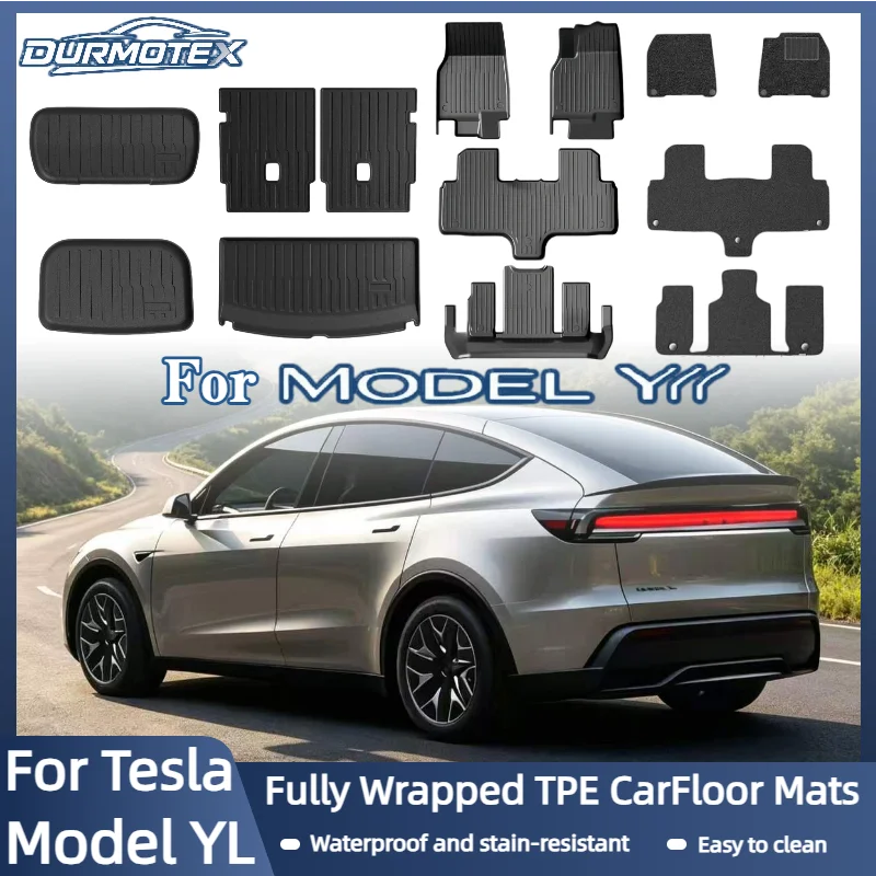 For RHD Tesla Model YL 2026 TPE Waterproof Anti-slip Floor Mats Trunk Mat Full Set All Weather Four Seasons Interior Accessories