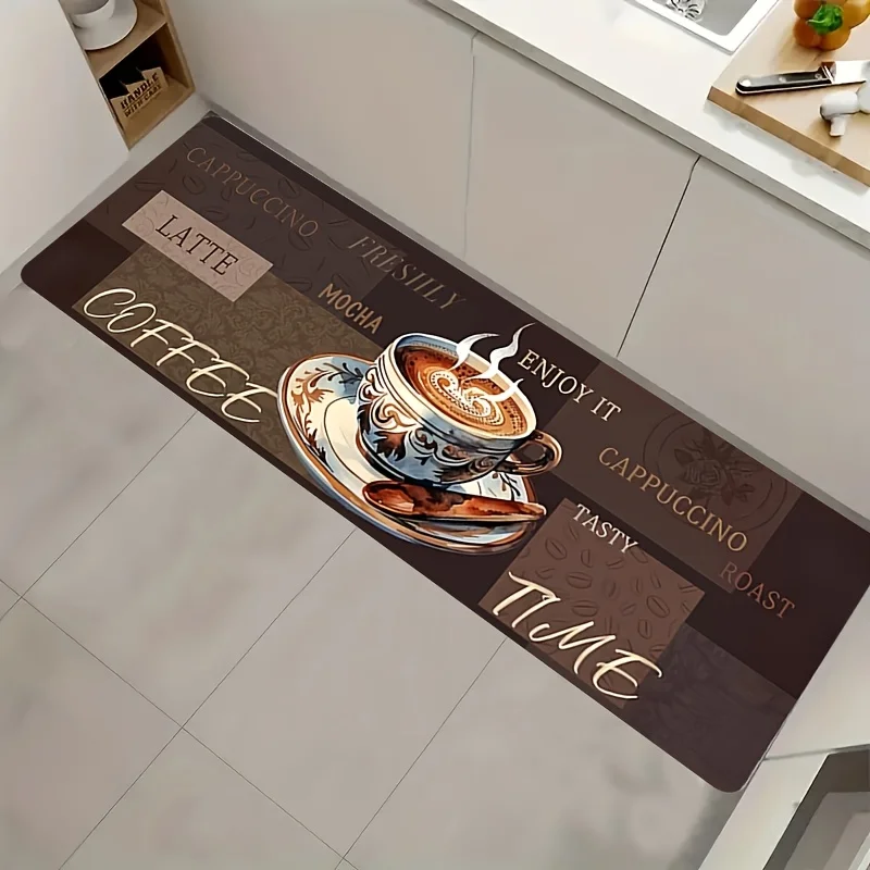 Deep Blue Slate Texture Modern Industrial Simple Runner Rug for Kitchen Durable Stone Look Floor Mat Cover