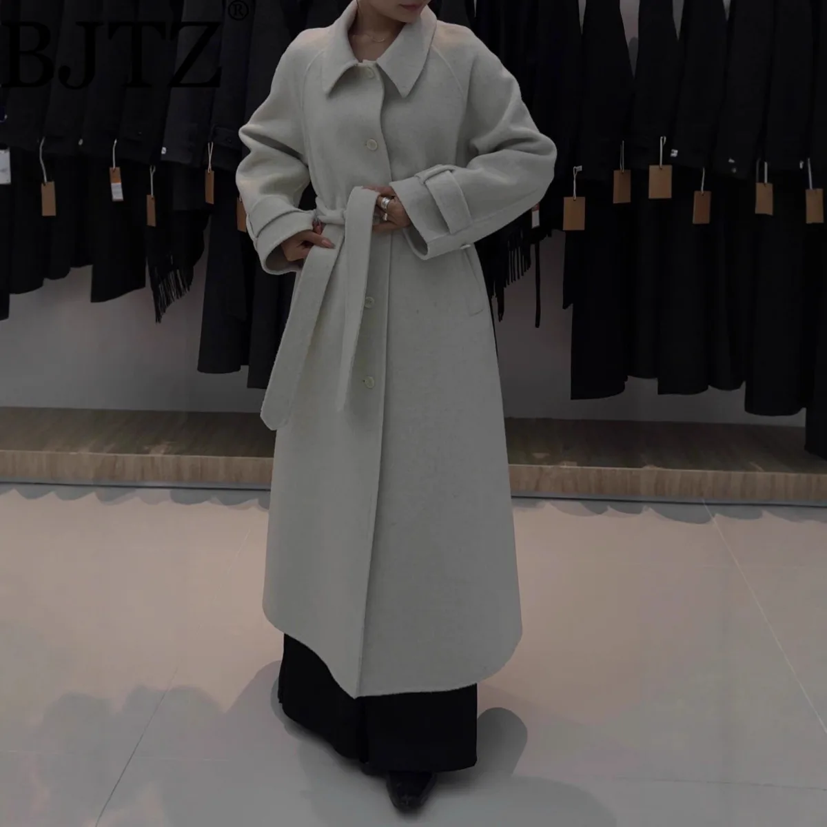 

BJTZ 2025 Autumn Winter New Loose Mid-Length Double-Sided For Women Woolen Oversized Double-Sided Wool Coat Jacket
