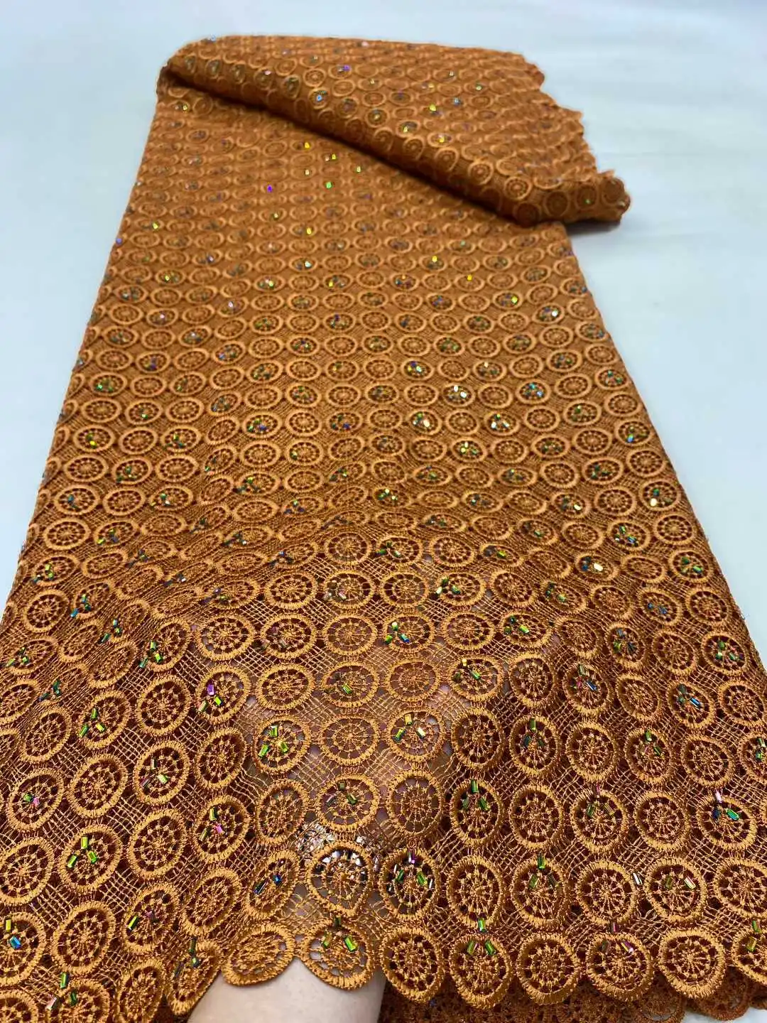 Kain Guipure Afrika 2025 Kain Jaring Prancis Bordir Jahit Dengan Batu Kain Tulle Jala Nigeria Gaun 5 Yard