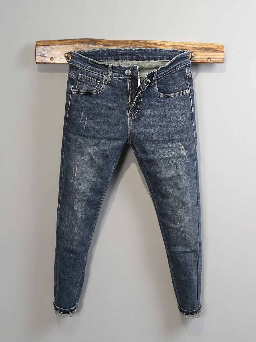 

Men's Slim Fit Jeans High Street American Style Summer New Arrival CINEMA KOALA Brand Mid-Low Waist Cotton Denim Pants