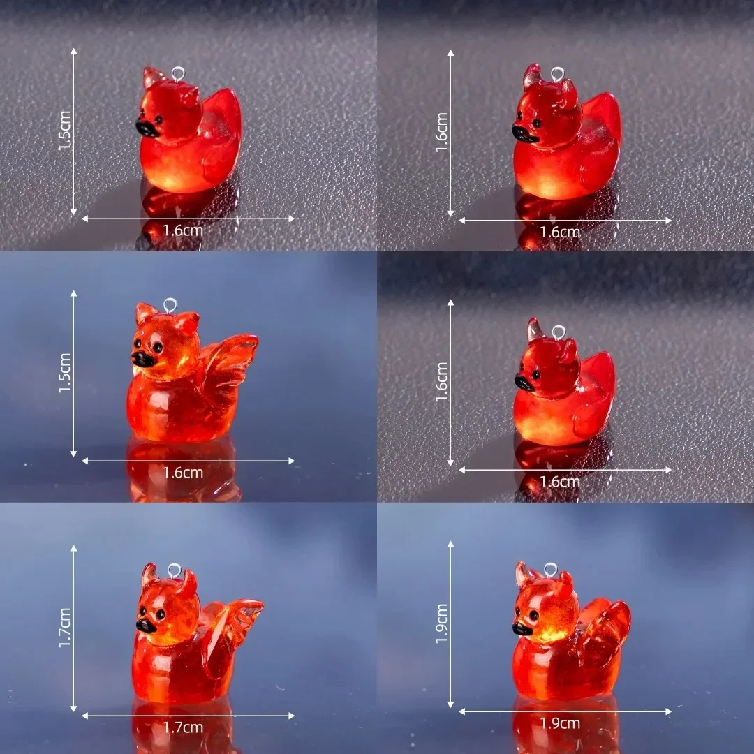 10Pcs Kawaii European Red Demon Duck Resin Charms Halloween Animal Pendants Jewelry Making Findings for DIY Earrings & Keychains