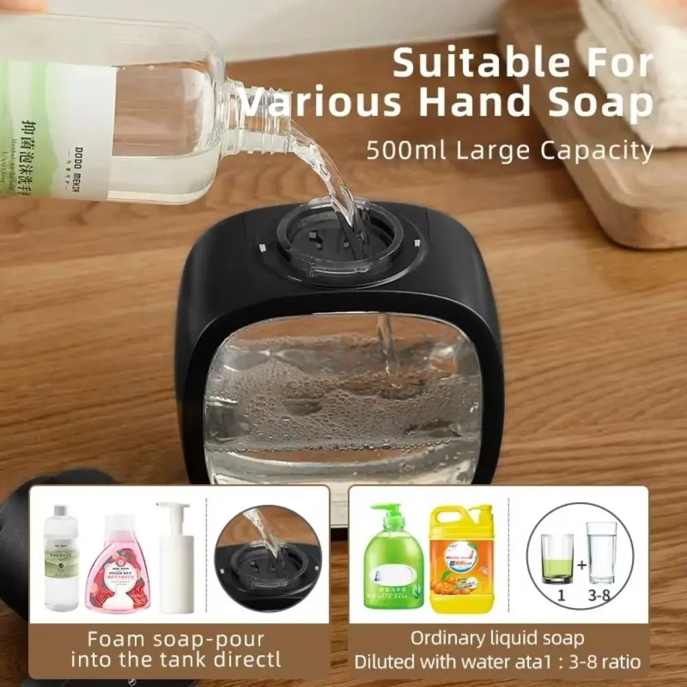 

500ml Capacity Automatic Hand Soap Dispenser Wall Mounted Foam Dispenser Smart Hand Washing Machine Induction Sensor