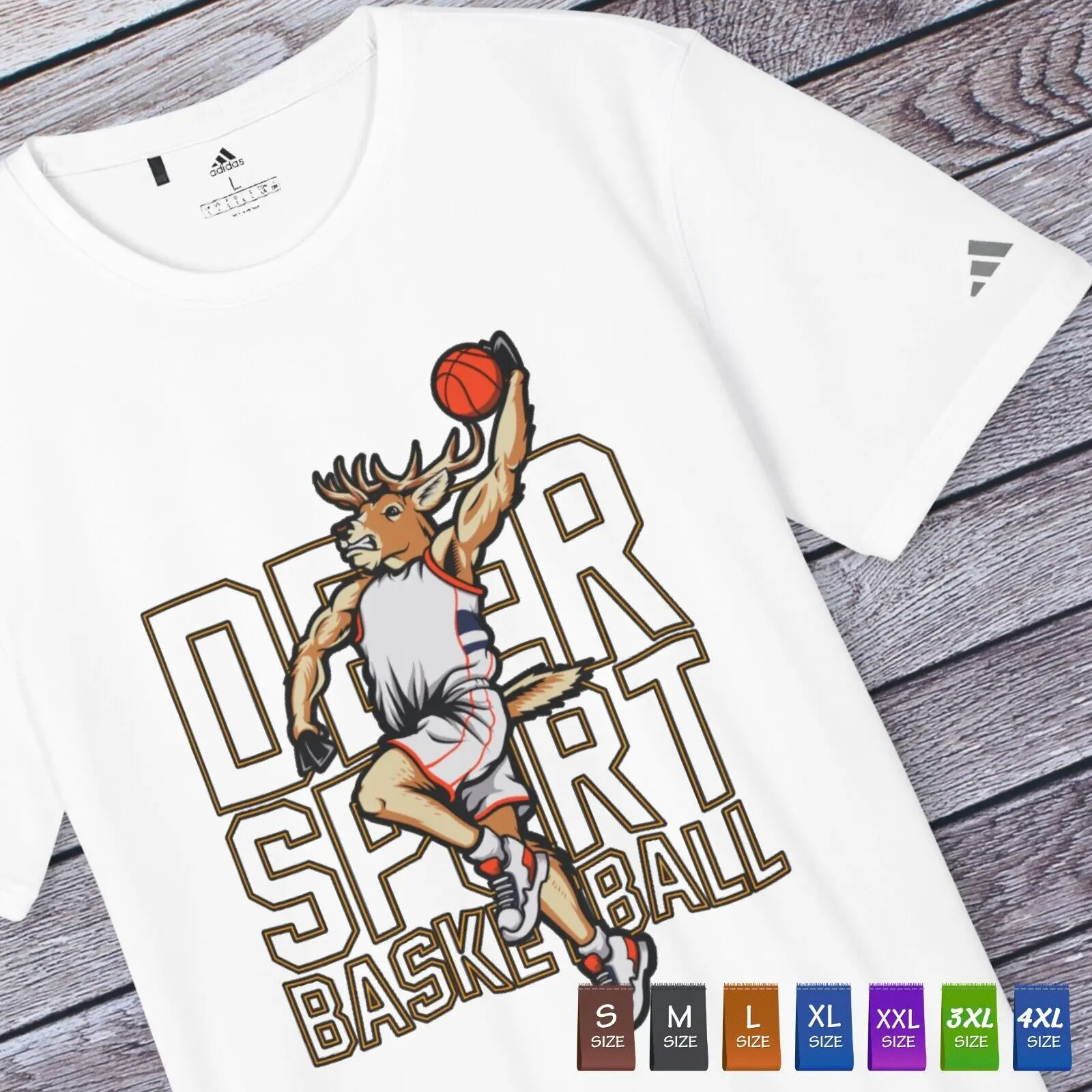 Camiseta personalizada de baloncesto Deer, adidas®Camiseta deportiva original, novedad urbana