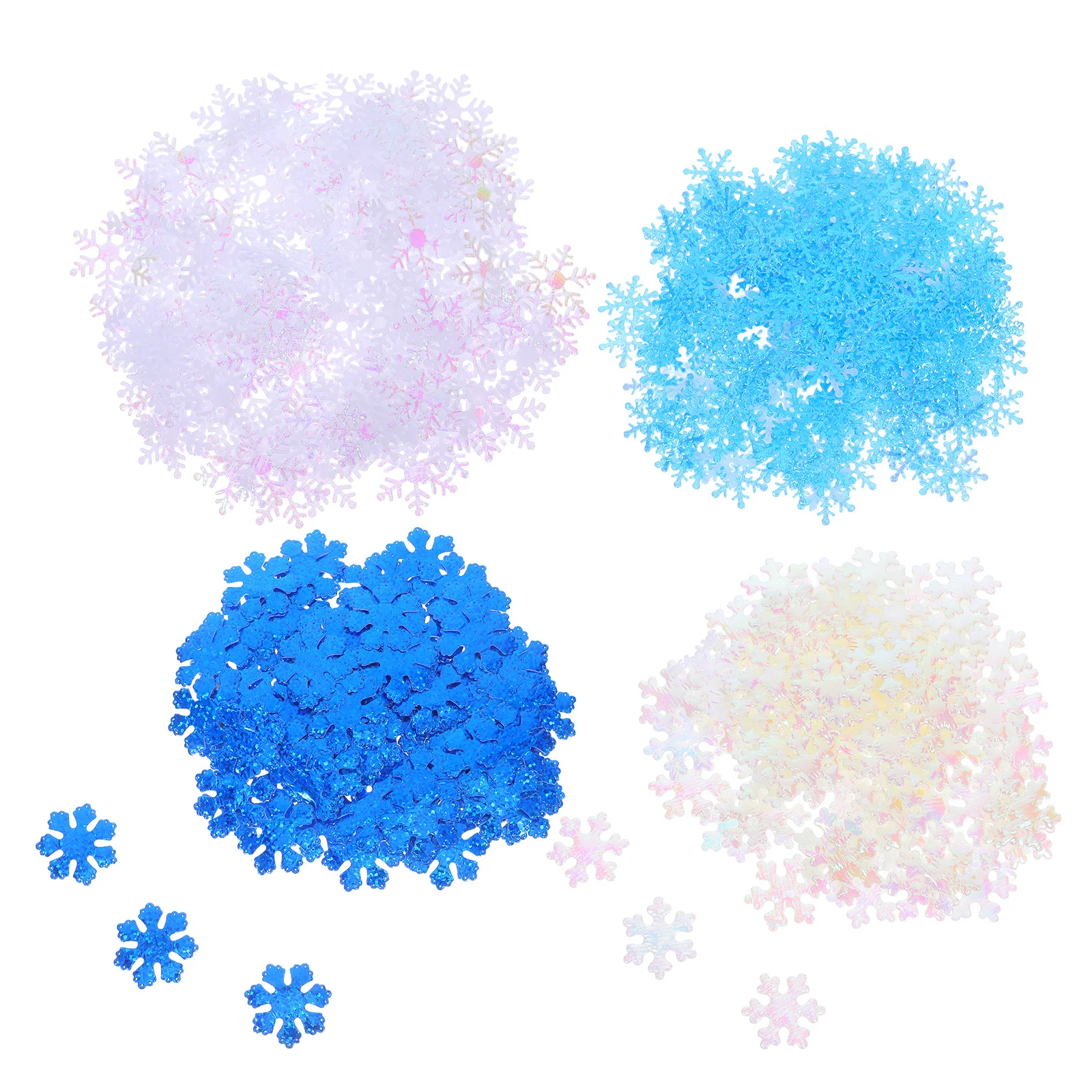 

700pcs Snowflake Confetti Plastic Decorative Pieces 3Cm 2.5Cm 2Cm White Blue Christmas Wedding Party Favor Holiday Celebration