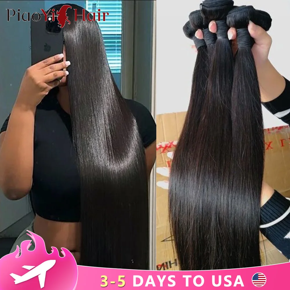 30 40 Polegada feixes de cabelo humano em linha reta 100% pacotes de cabelo humano brasileiro extensões de cabelo humano cru cor natural para mulher