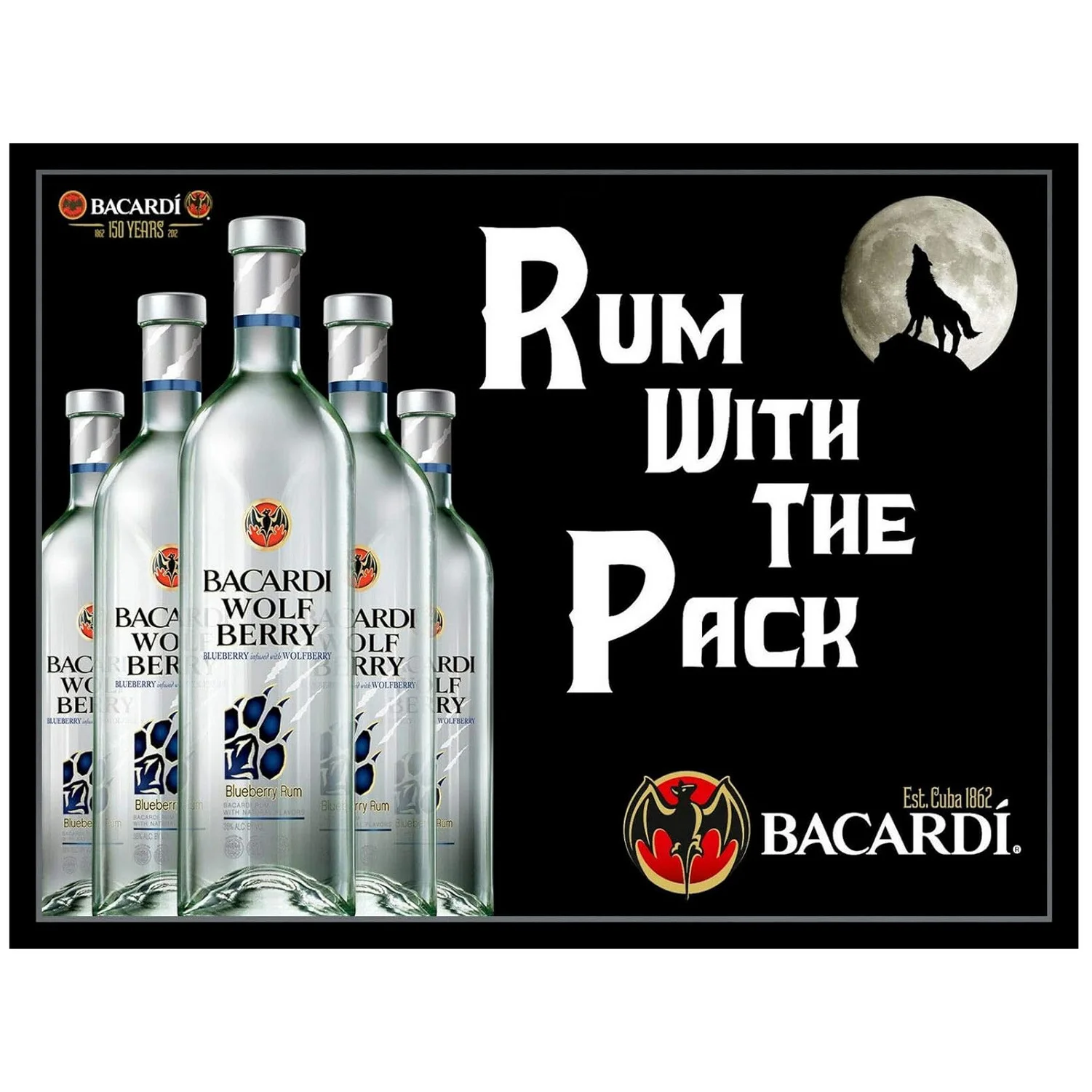 Metal Tin Signs Bacardi Rum Wall Decoration Plaque Vintage Art Poster Iron Painting for Man Cave Home Cafe Game Room Club Bar