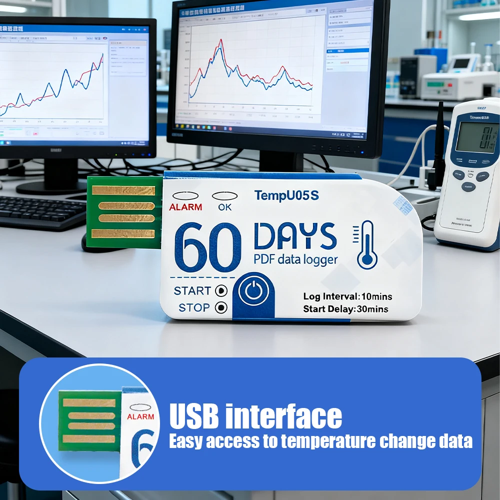 TempU05S Temperature Data Logger Disposable USB Temperature Recorder PDF Report 60 Days For Cold Chain Storage Transport image 3