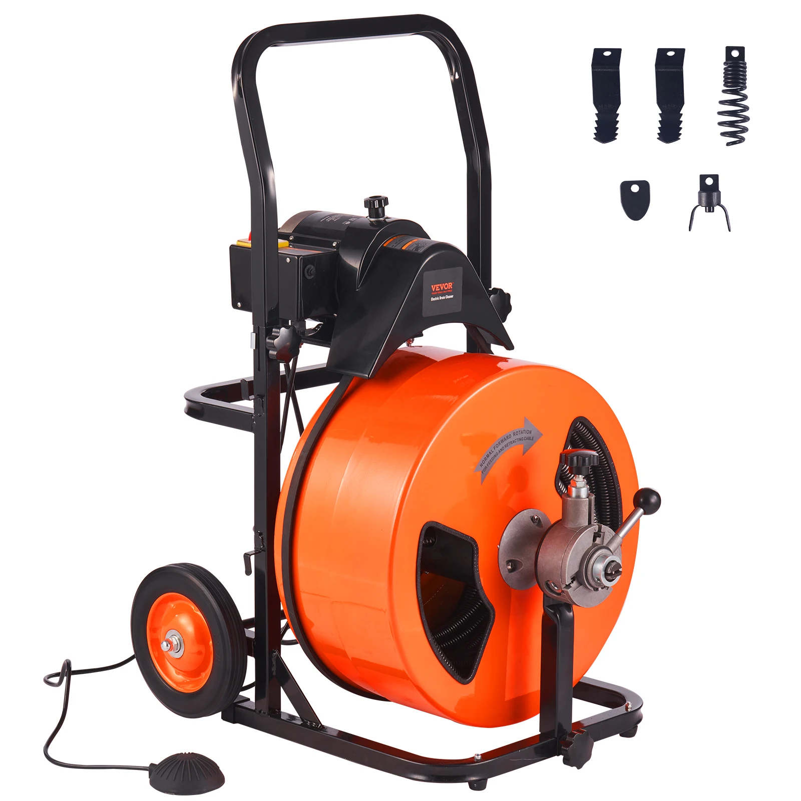 

SucceBuy Drain Cleaning Machine Sewer Snake Auto Feed Drain Auger Cleaner w/ 4 Cutter Air-Activated Foot Switch for Homeuse Pipe