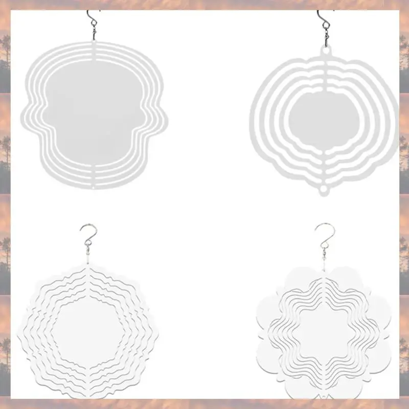 2025 Trend 4PCS Halloween Atmosphere Wind Power Thermal Transfer Wind Chime Turntable White Coated Double-Sided Printing
