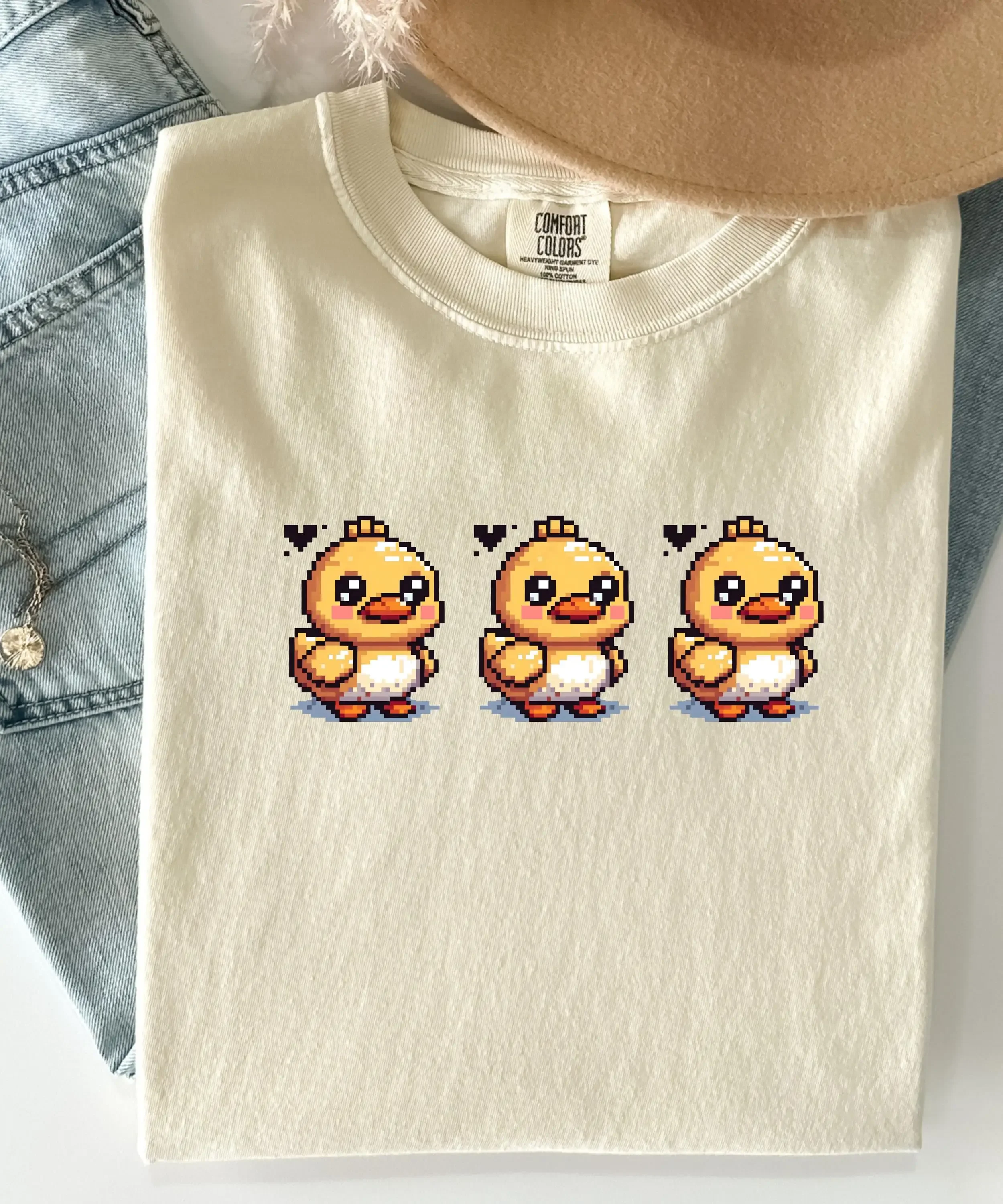 Pixel Ducklings T Shirt Retro Gaming Cute Duck Lover Funny Gamer Kawaii for Gamers