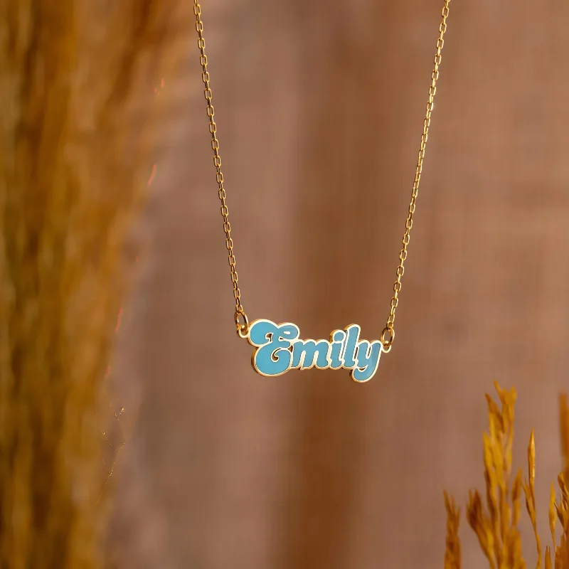  Amaxer Custom Colorful Bubble Letter Name Necklace for Women Girls Personalized Statement Stainless Steel Jewelry Gifts