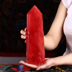 500-1500g Quartz point Red Melting stone Crystal Stick Gemstone Tower Reiki Healing Energy Home decor 1 piece without base
