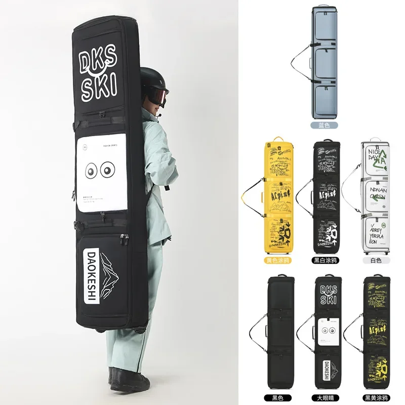 

Ski Board Bag with Wheels Single/Double Ski Bag Large Capacity Waterproof Dry Wet Separation Travel Luggage for Skiing