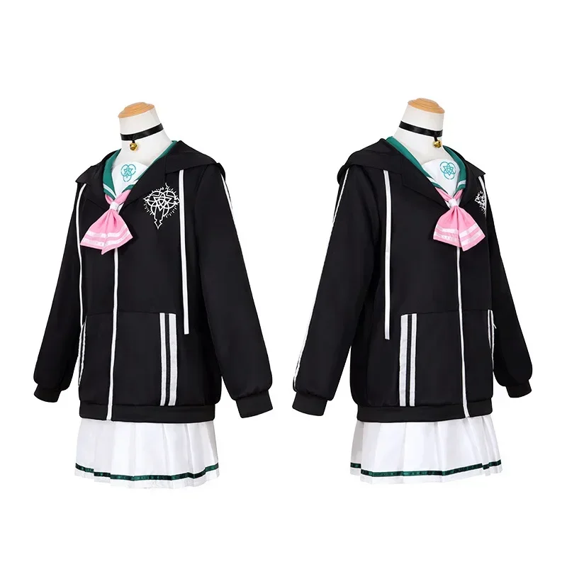 أنيمي الأزرق الأرشيف كيوياما كازوسا تأثيري حلي للنساء XS-XXXL فتاة قلنسوة سوداء بحار الدعاوى تنورة الوردي ربطة القوس فيونكة هالوين