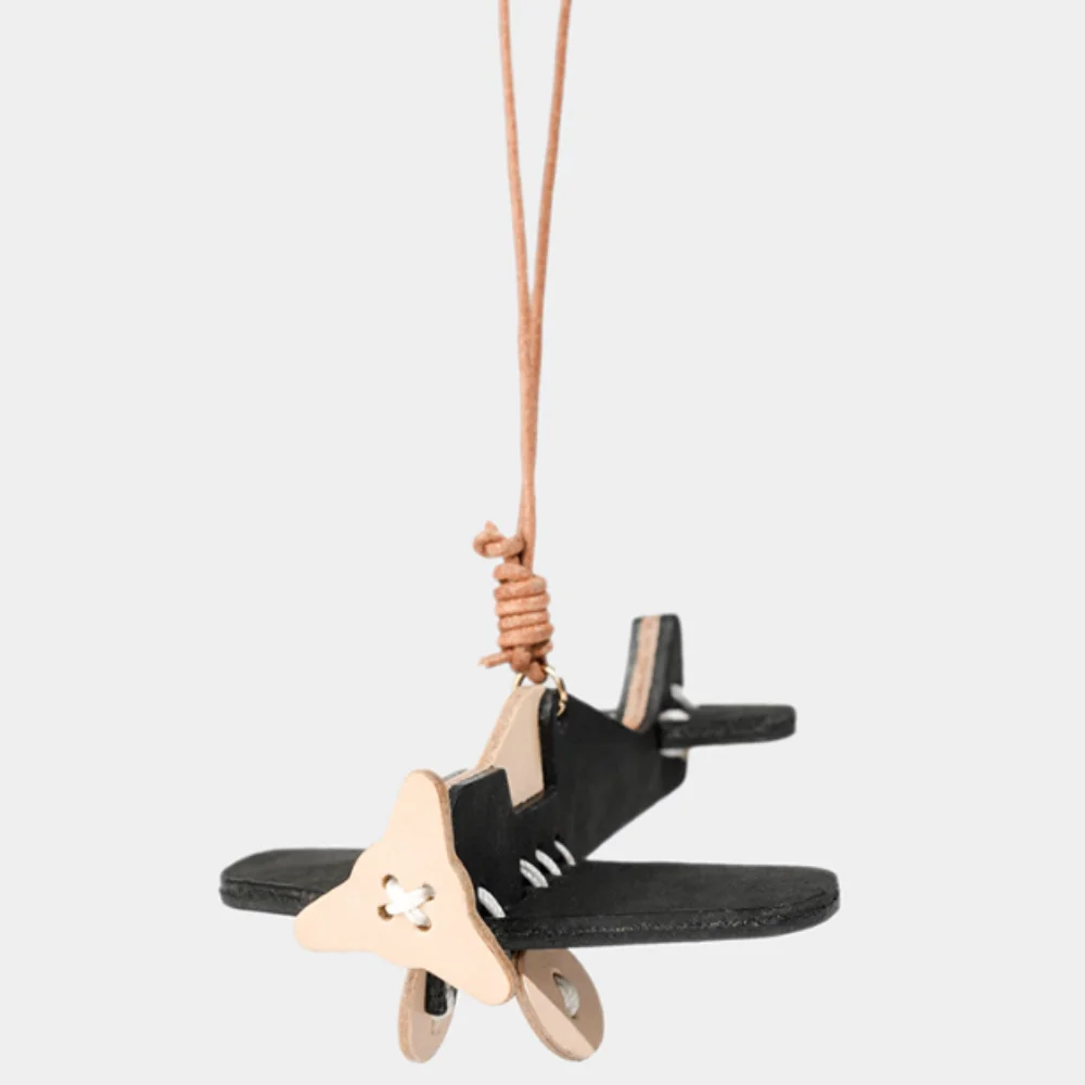 Genuine Leather Airplane Keychain Mini Airplane Shape Lightweight Bag Charm Refined Smooth Texture Pendant Handbag Decoration