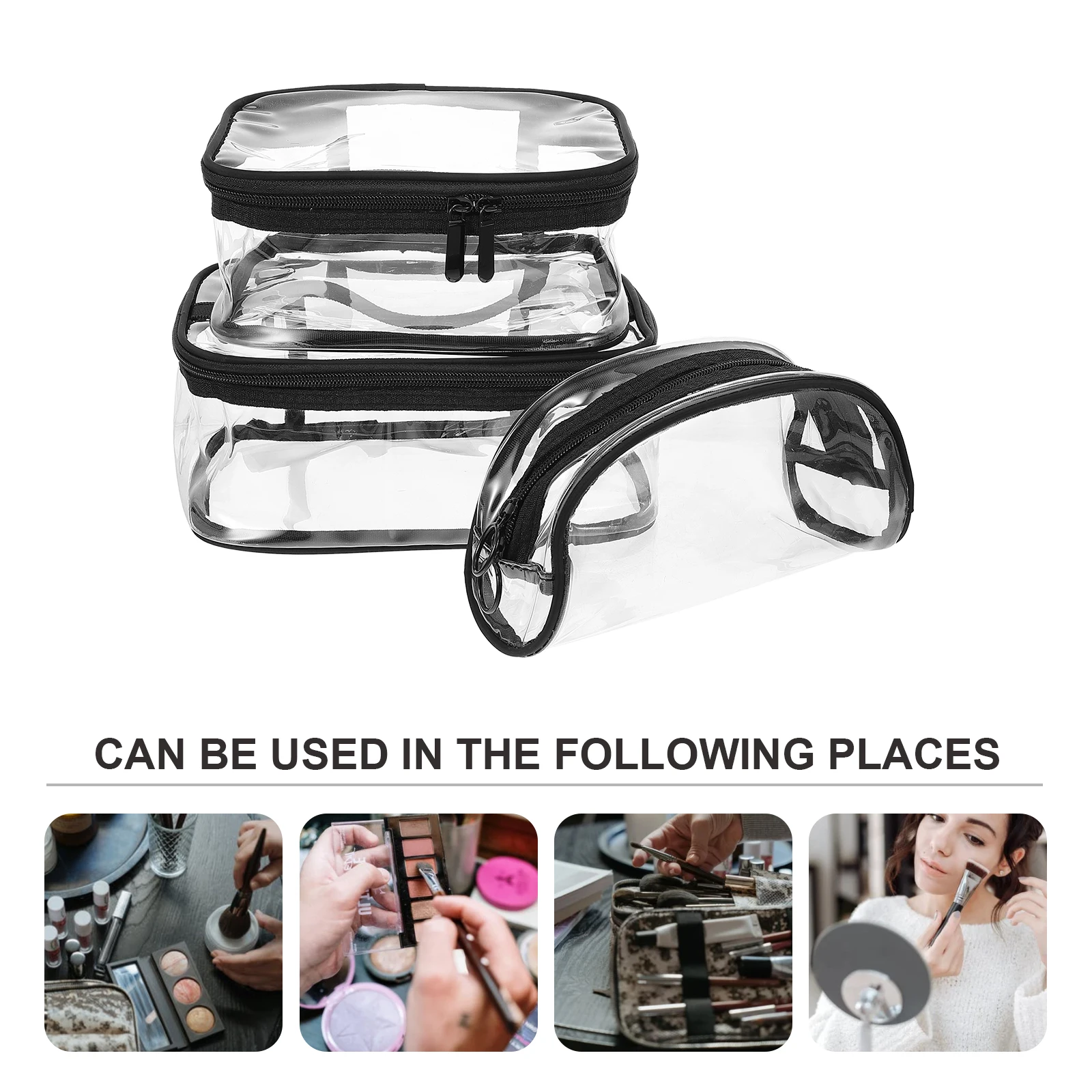 Hochwertiges wasserdichtes PVC-Make-up-Taschen-Set, 3-teilig, tragbarer Reise-Aufbewahrungsorganisator mit Griff für Toilettenartikel und Zubehör