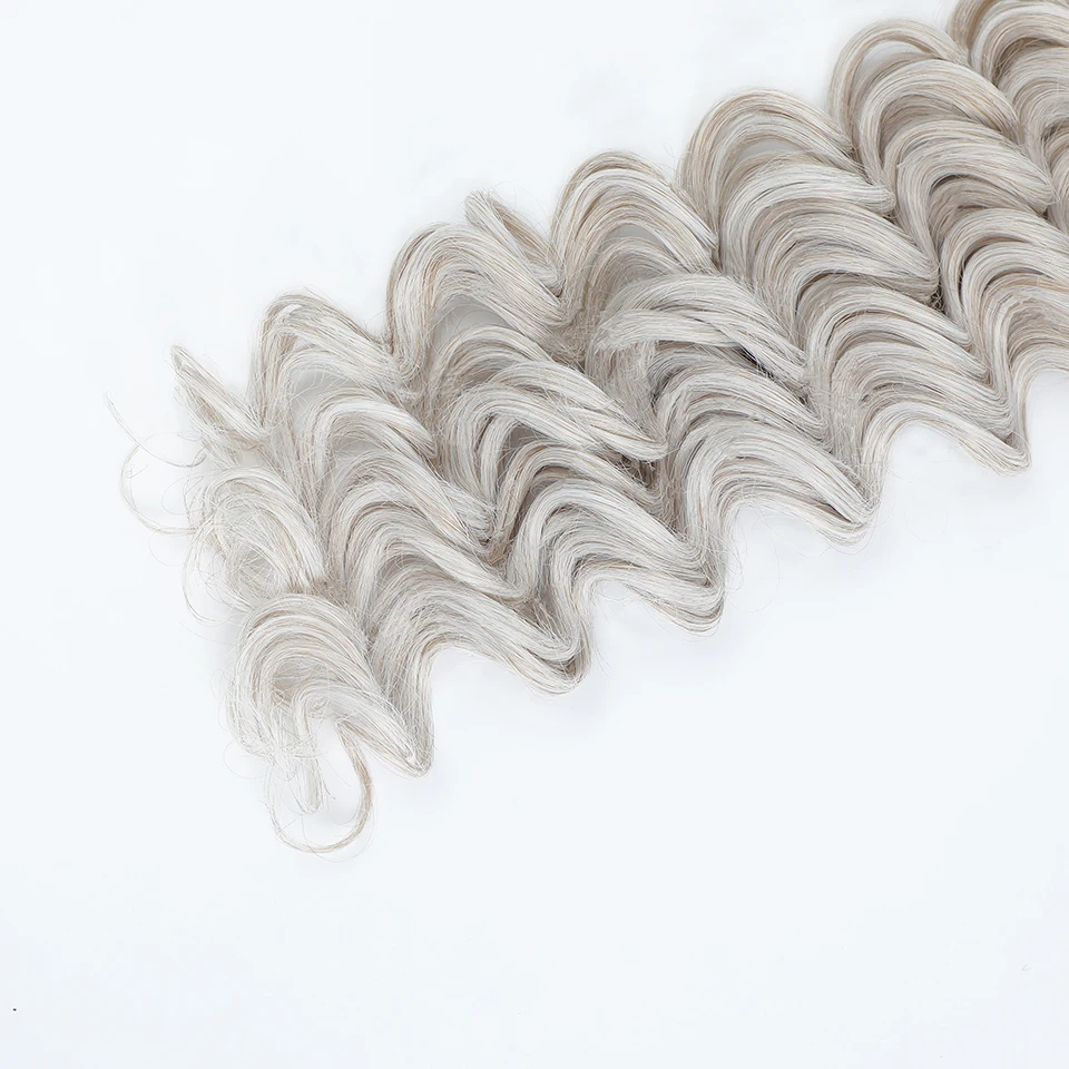 Extensions capillaires synthétiques bouclées au crochet pour femmes, 24 pouces, cheveux tressés à vague profonde, blond ombré et brun