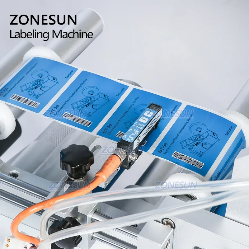ZONESUN Flat Surface Labeling Machine Sticker Applicator for Plastic Arc Square Bottle Box Toy Label Dispenser Machine XL-T803