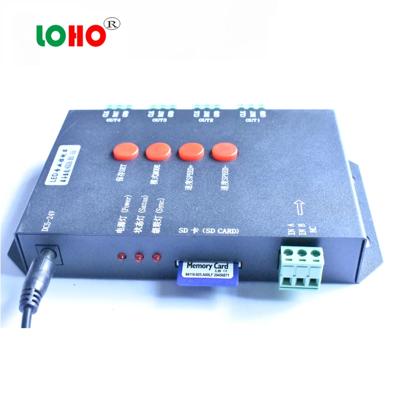 LOHO T-4000TTL SD Card LED Pixel Controller WS2811/WS2801/UCS1903 RGB 4096 Pixel Programmable Software-Edit 5V-24V 50m Remote