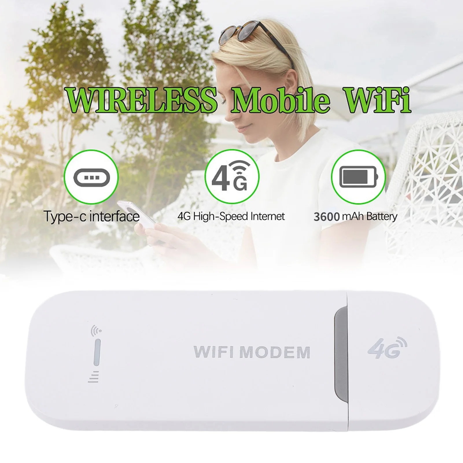 

4G LTE WiFi Modem 4G WiFi Modem WiFi Modem 4G LTE USB Portable Hotspot Wireless Router for Travel High Speed 8 Connected Devices