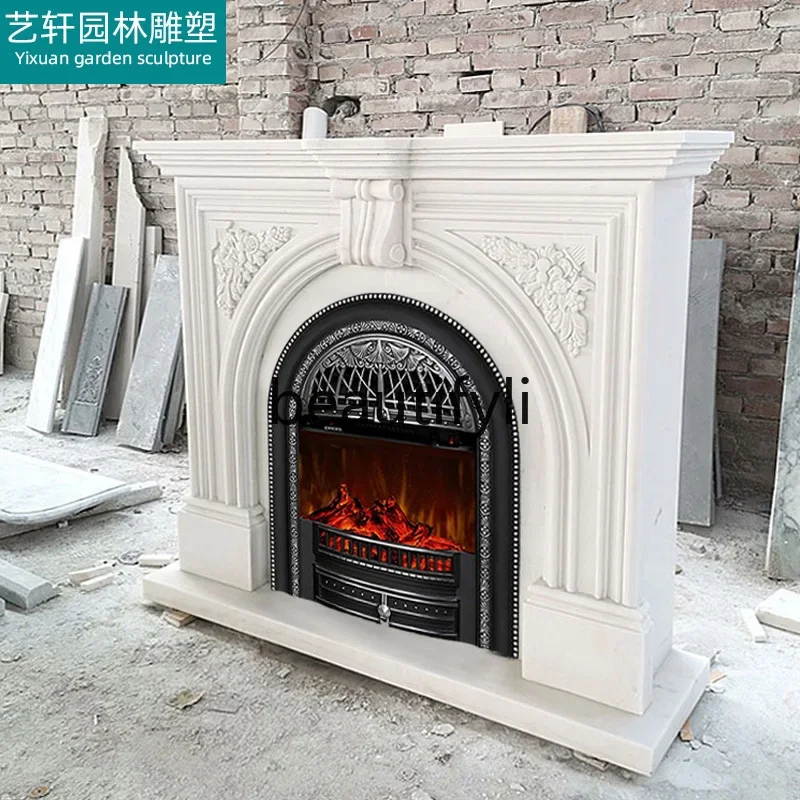 

A13 Marble Fangshan white marble fireplace, French American European simplicity, stone carving customization of the entrance cab
