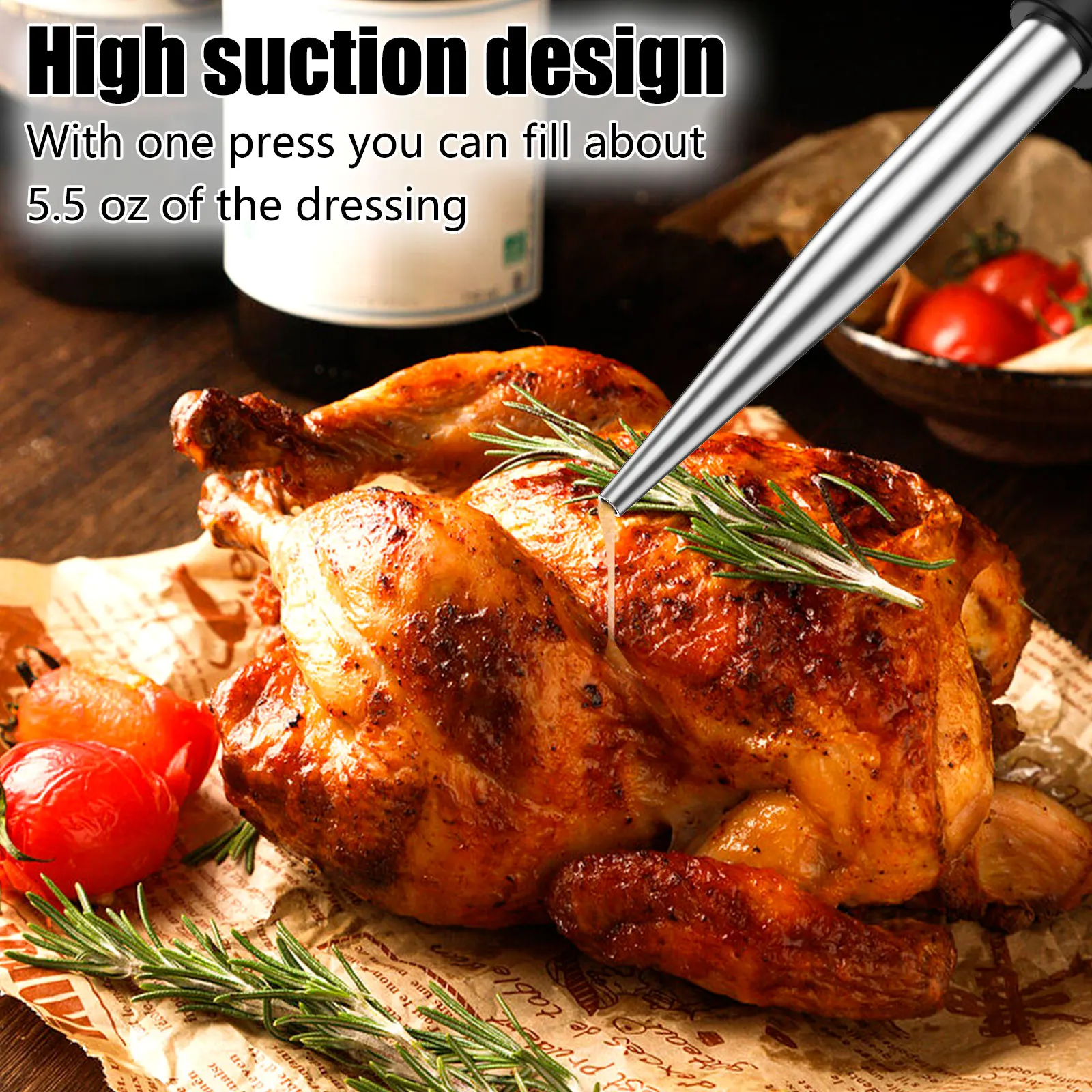 Turkey Baster Set Seasoning Sauce Injection Pump Stainless Steel Turkey Baster Syringe Meat Marinade Injector Needle for Kitchen
