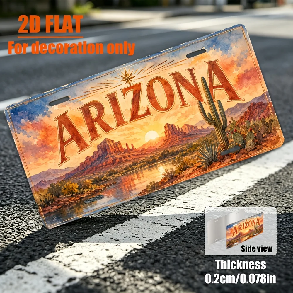2D Flat - 【2D Flat】 2D Flat - [2D Flat] 2D Flat Printing, 1pc, Arizona State Theme Retro Sign, for Decoration Solely, Home Decor