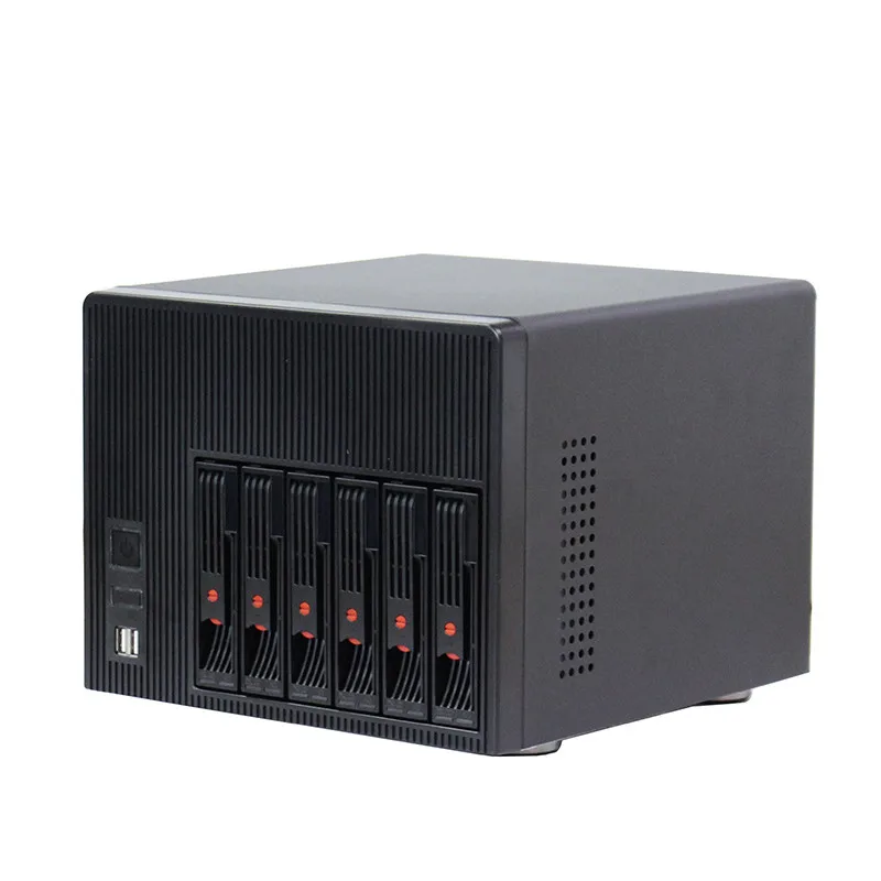 2022 home storage hot plug chassis 6bays NAS server case NAS-6 6GB sata backplane support mini-itx motherboard black