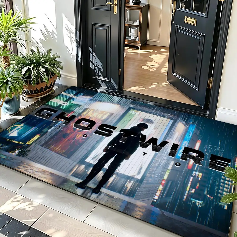 Game G-Ghostwire T-Tokyo Floor Mat Soft Flannel Floor Mat  Suitable for Entryways, Living Rooms, Bedrooms, and Bathrooms