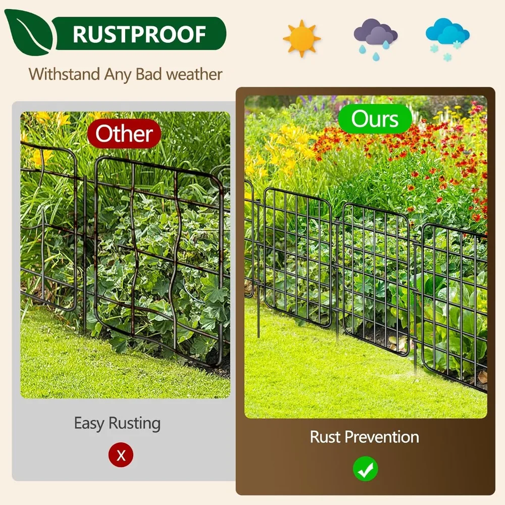 30ft x 17in No Dig Garden Fence, 28 Panels Rustproof Metal Border for Flower Bed, Yard, Pet Barrier view 6