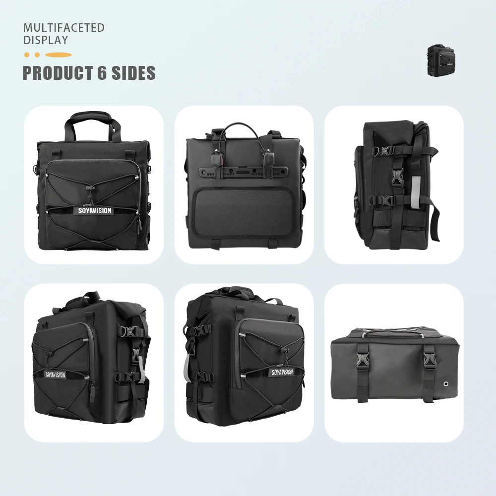 Motorcycle Side Bags Waterproof 20L Black Universal Hook Pannier Saddle Bag Travel Motorbike Luggage Pack Quick Release