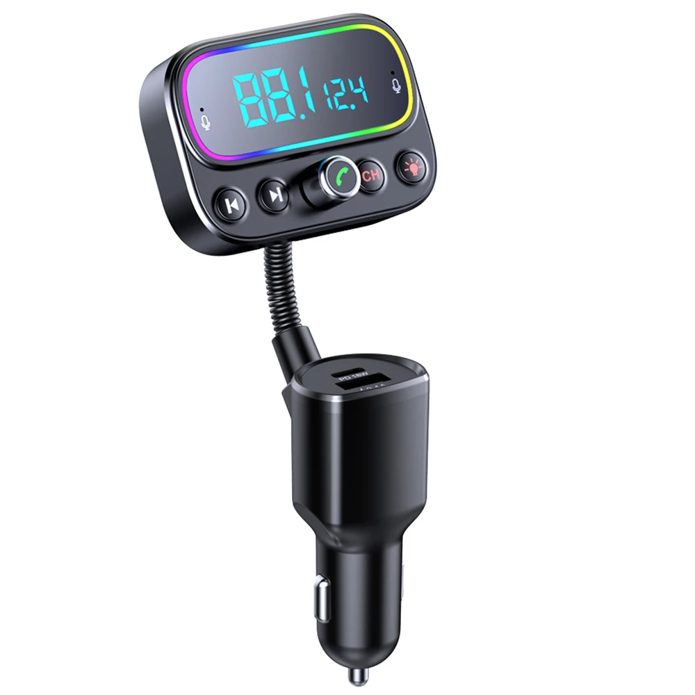 T67 18w de carregamento rápido sem fio aux para fora modulador rádio do carro transmissor fm bluetooth mãos livres kit mp3 player com pd tipo c dou