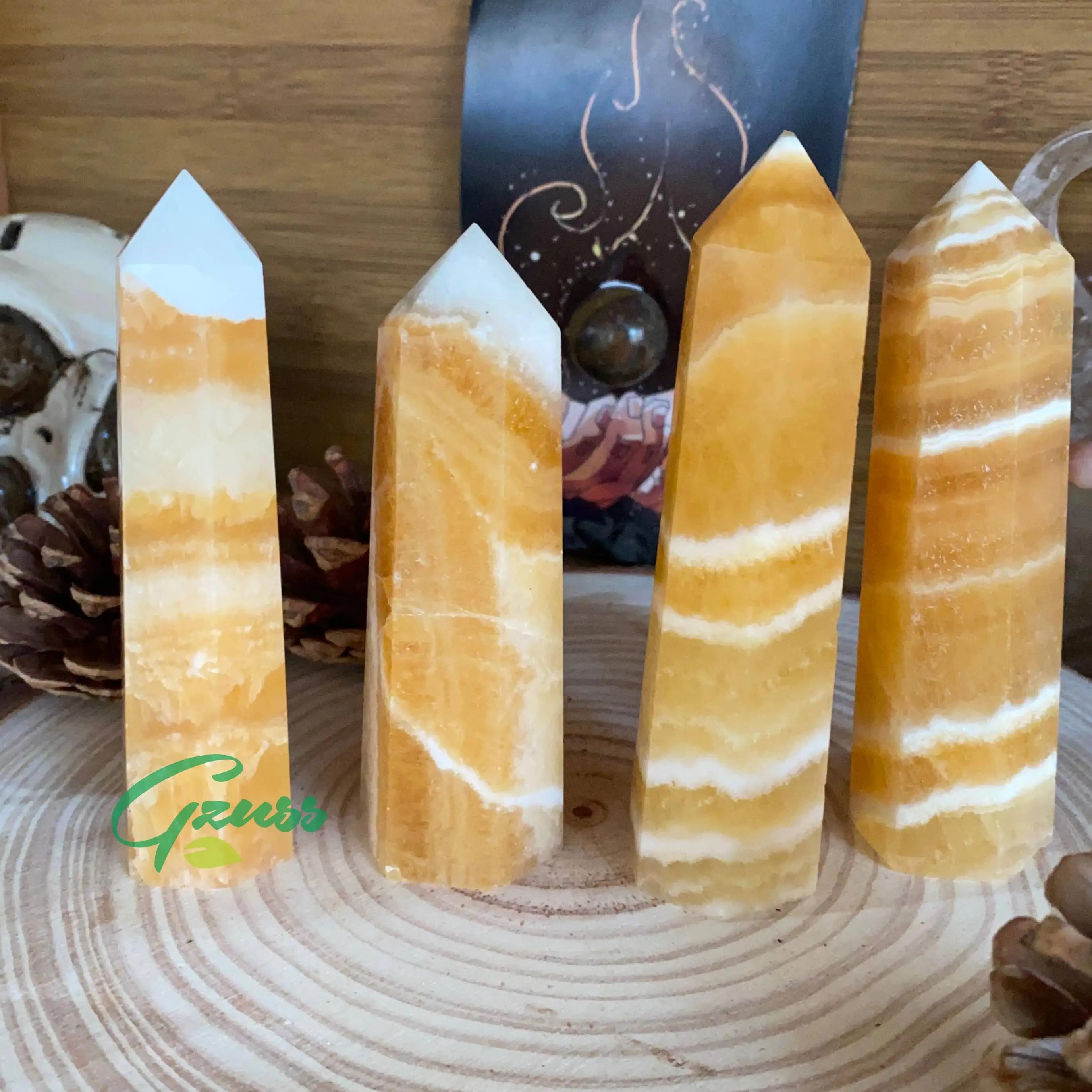 10-12cm Natural Orange Calcite Crystal Obelisk Towers Genuine High Quality Stones From Madagascar