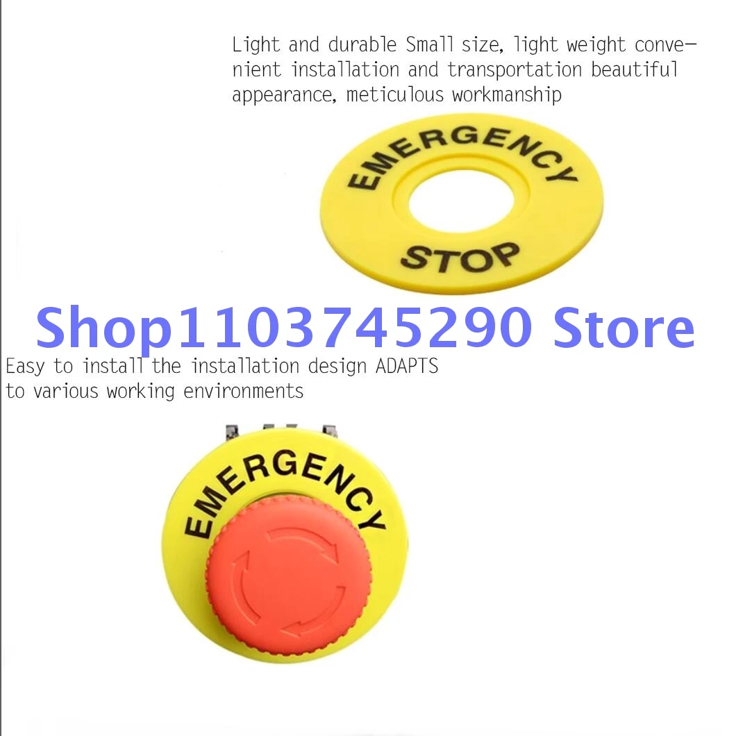 

10pcs Emergency stop button switch 22mm button label frame warning ring mark STOP 60mm