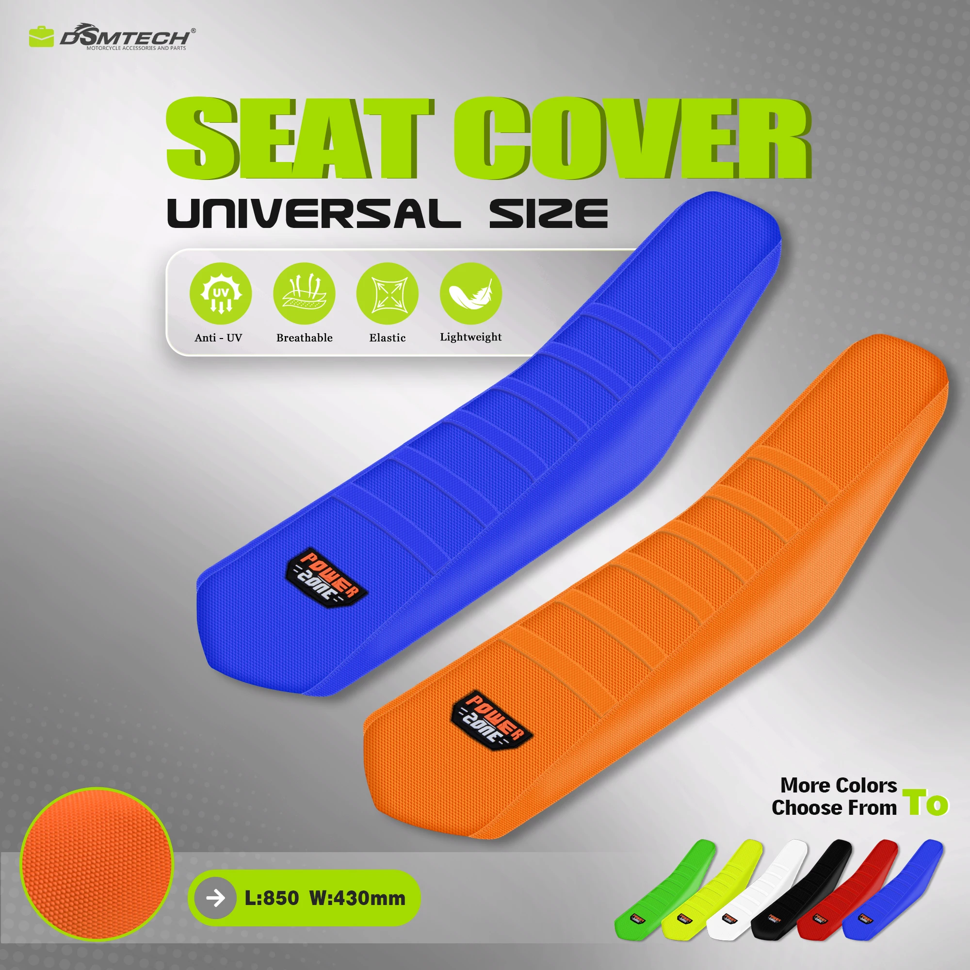 

DSMTECH Universal Gripper Seat Cover Rubber Soft Stretchy Non-slip For Honda Yamaha Suzuki Kawaski Dirt Bike Off Road Motocross