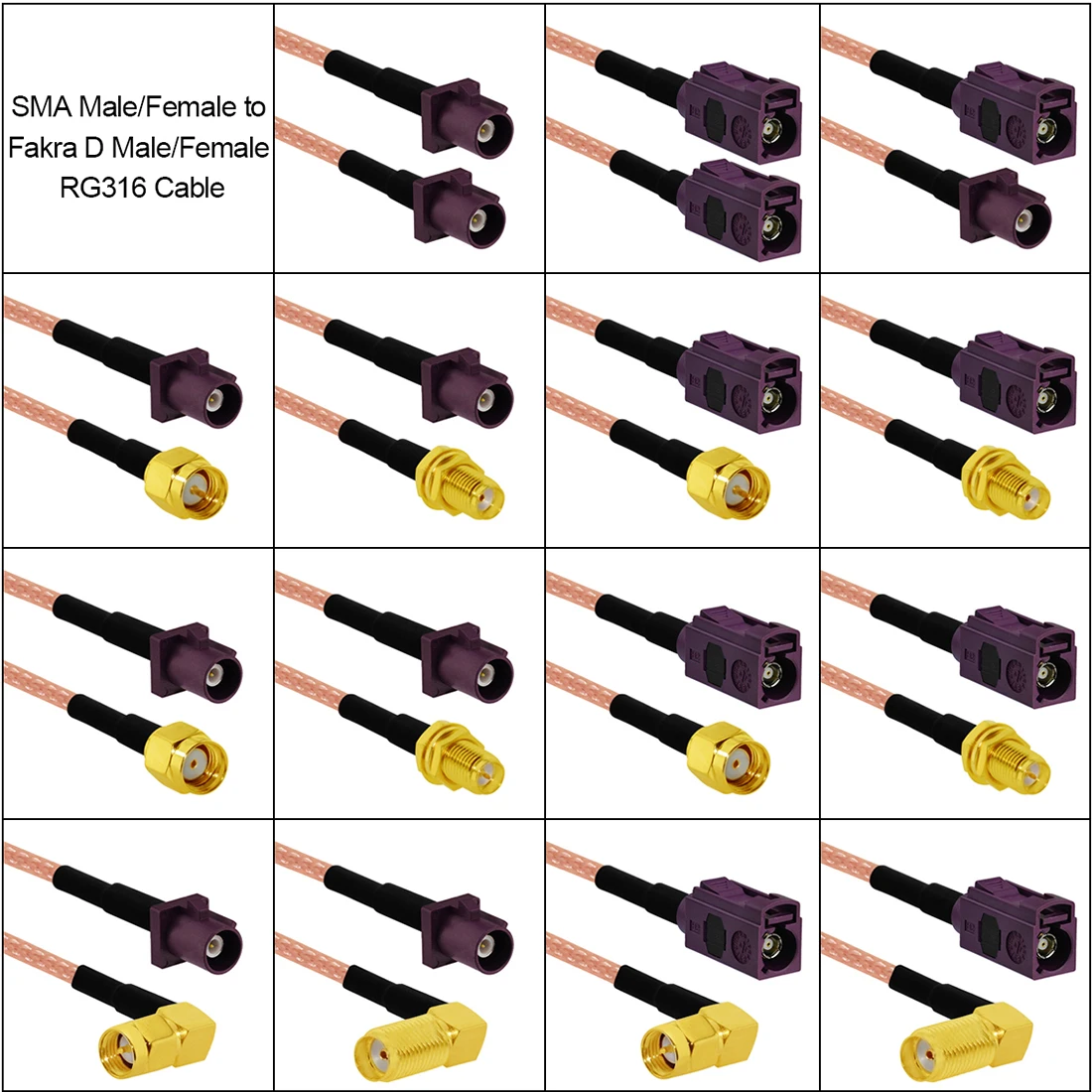 Fakra D Type Male Female Purple To SMA Plug Jack Pigtail Cable Adapter RG316 15cm /30cm/50cm/100cm Wholesale NEW for GPS