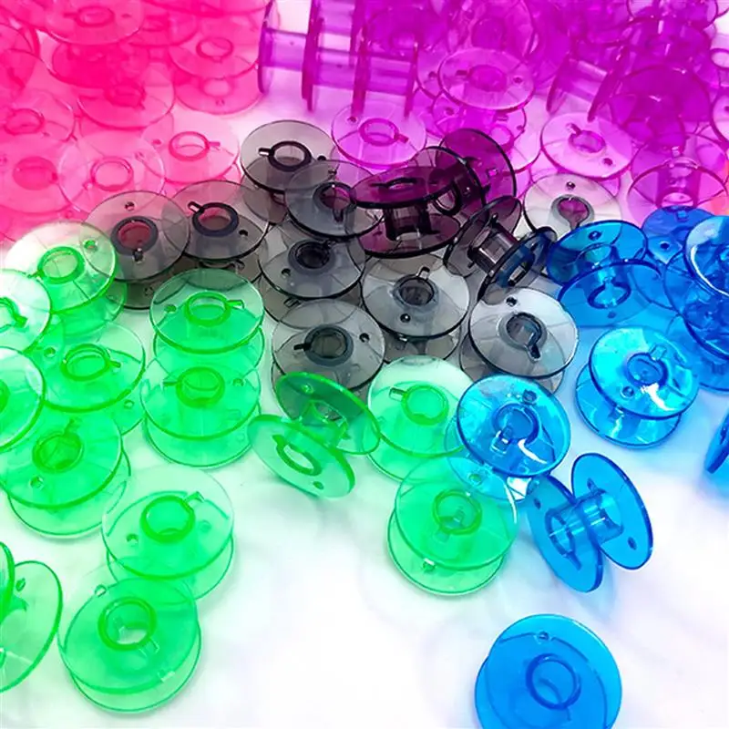 10/50Pcs Transparent multi color Sewing Machine Spools Home Plastic Empty Spool Bobbins Sewing Tool Accessories Universal Bobbin