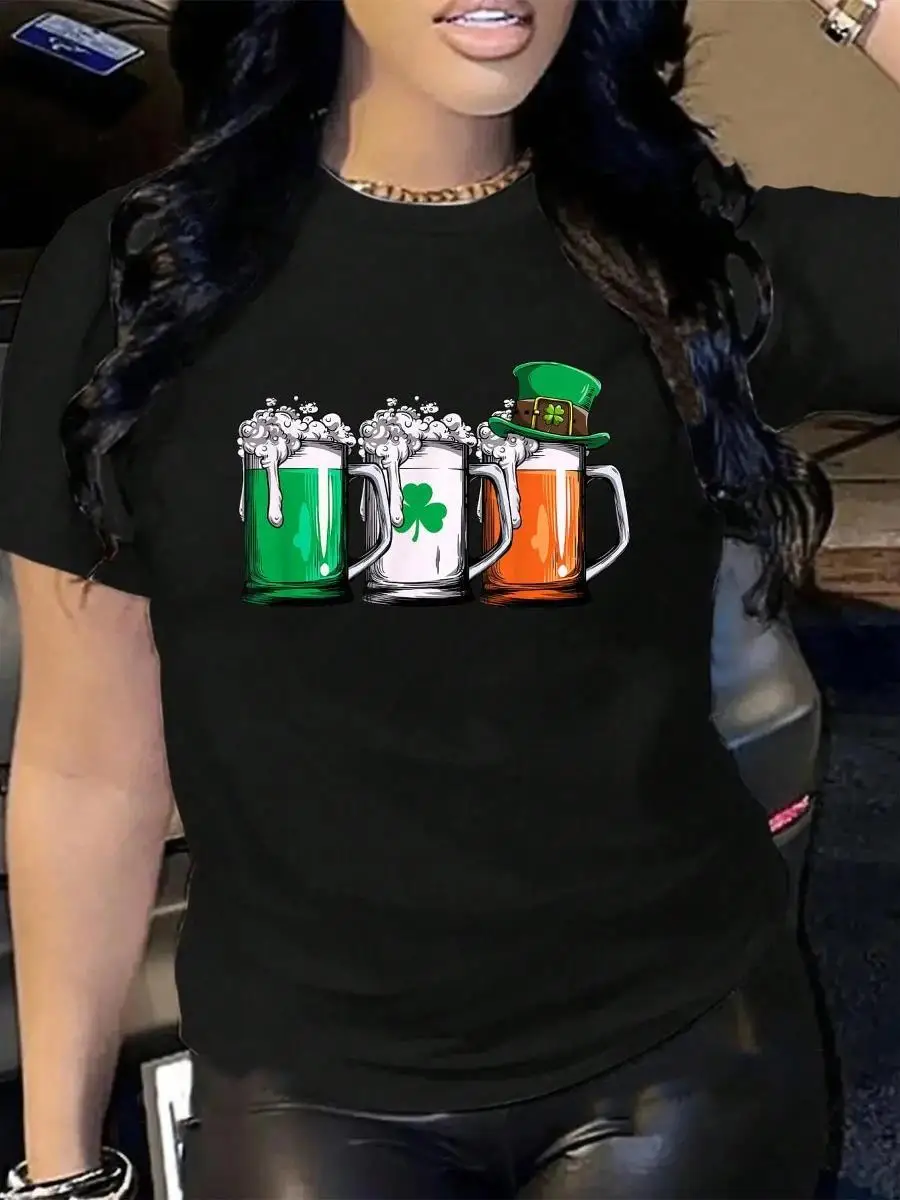 100_ Cotton Irish Beer Ireland Flag St Patricks Day Men Women Leprechaun T-Shirt Men s Women s Soft Breathable Tee Classic Fashion Summer Tops Pr