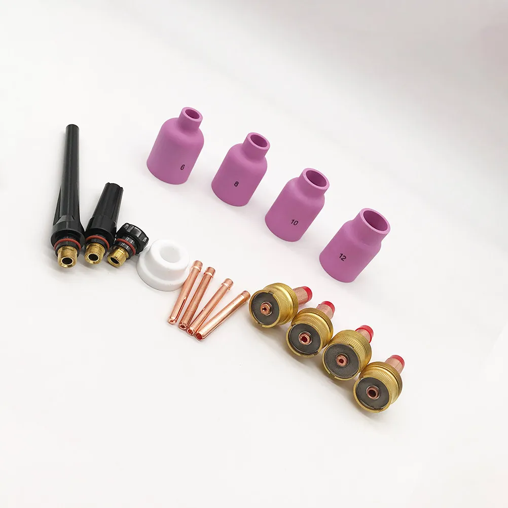 

17Pcs Tig Welding Torch Parts Kit Medium Alumina Gas Lens Cups Back Cap Collets Easy Install Long Service Life