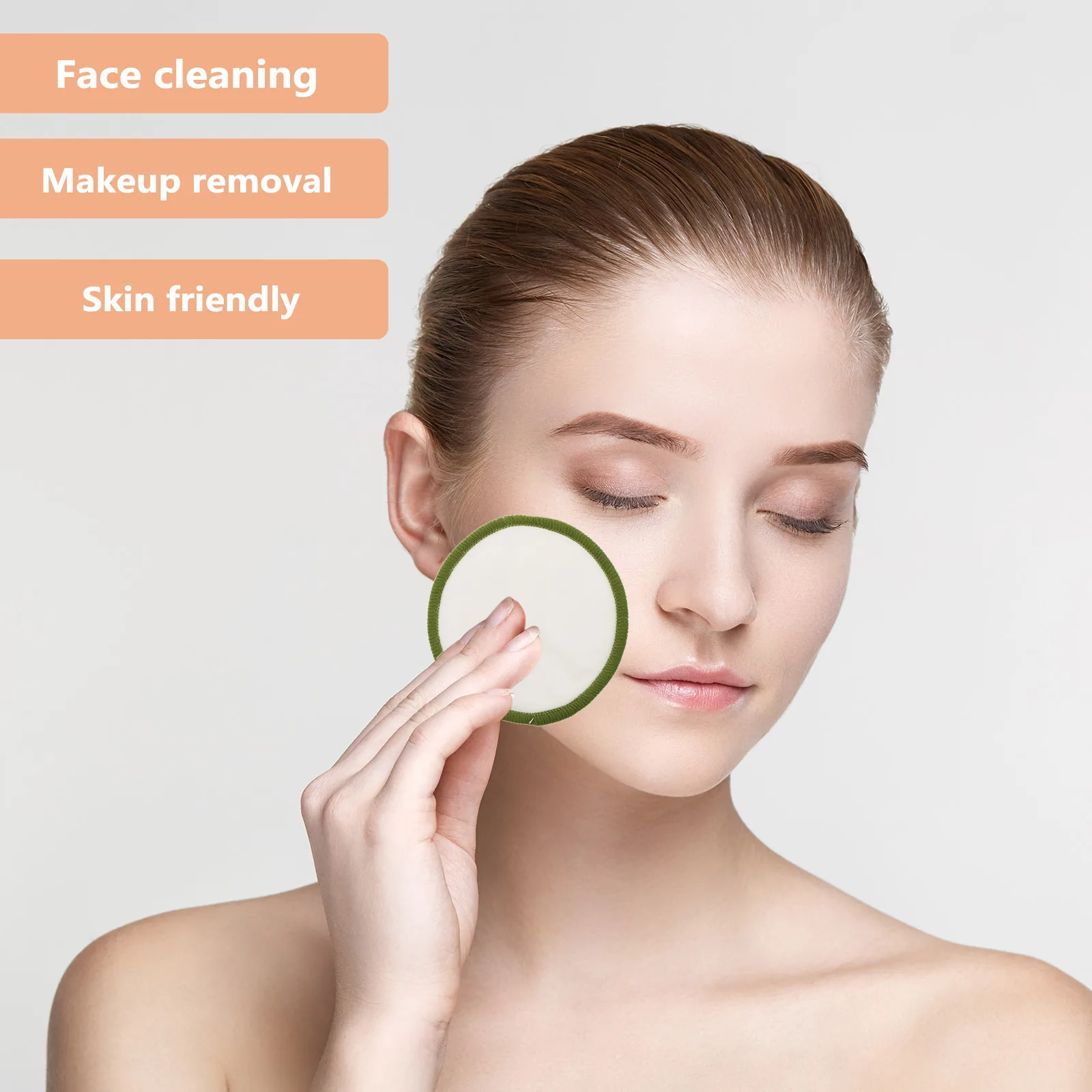 1 set Makeup Remover Bamboo Fiber Pads Sponge Cleansing Wipes Face Makeup Remove Pad Pad Travel Home Use Exfoliating Storage Bag