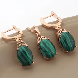 Set di gioielli da sposa Color oro rosa 585 di lusso Set di gioielli in pietra naturale Set di collana di orecchini pendenti di alta qualità regali