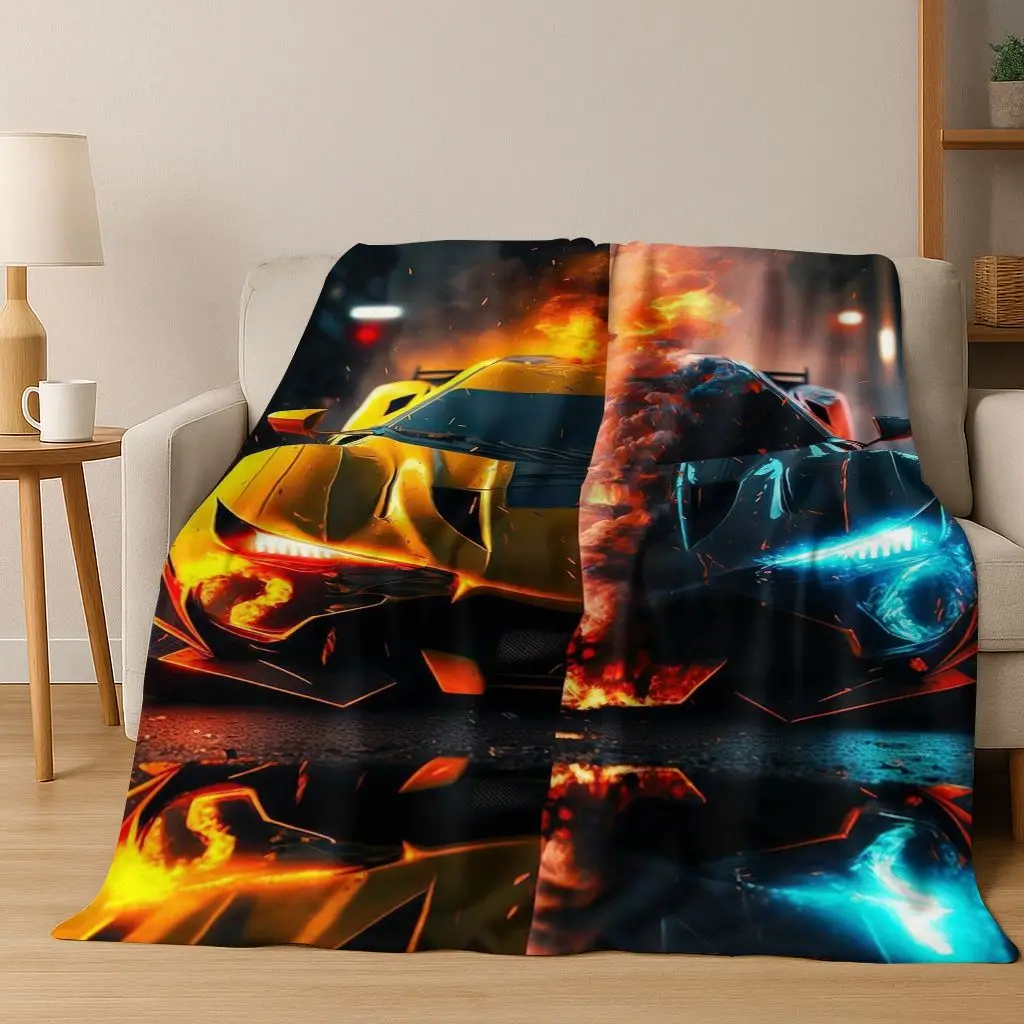 

Future Concept Sports Car Racing Bike Art Flannel Blanket,Cozy Soft Throw Blanket for Home Bedroom Bed Sofa Picnic Cover Gift