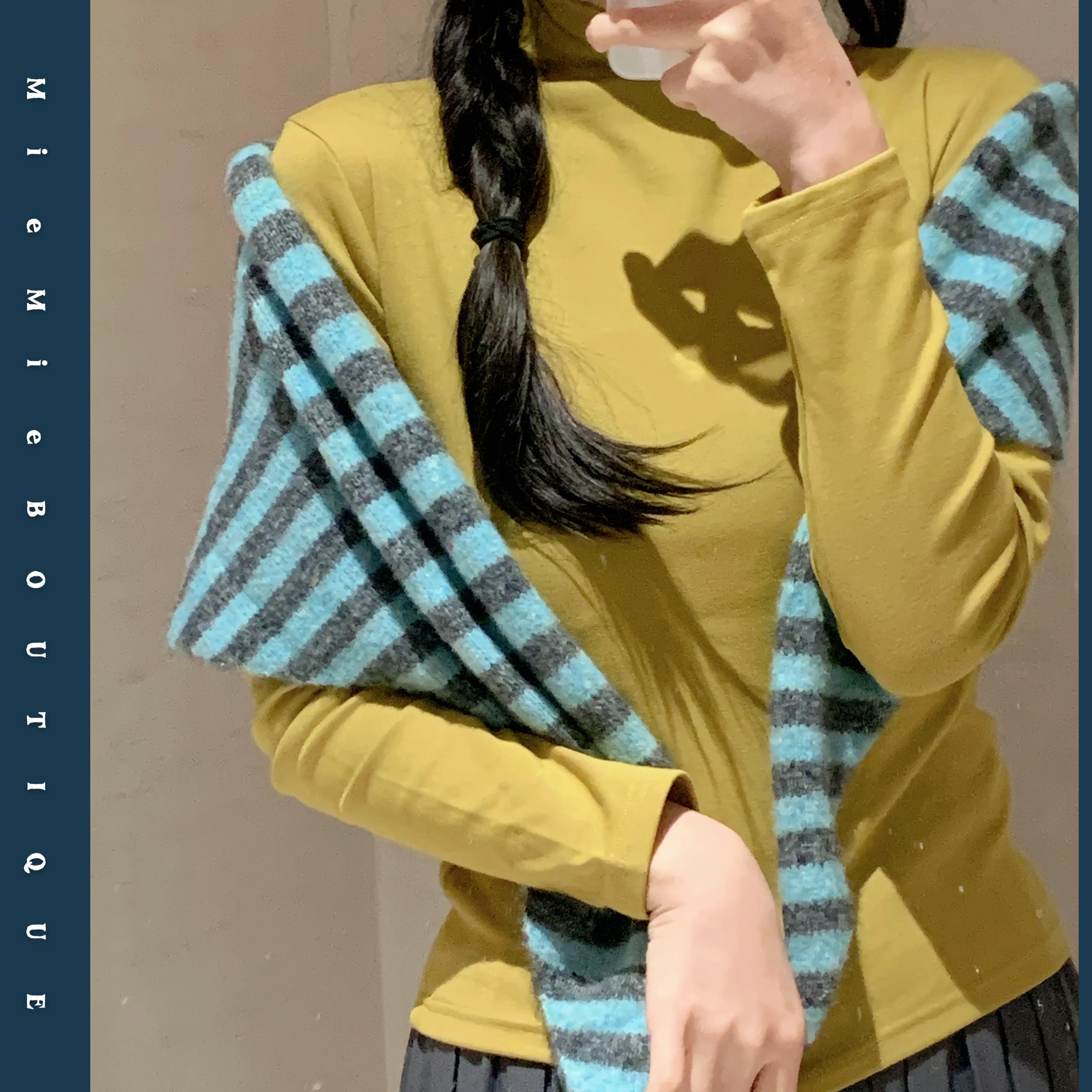 سترة نسائية محبوكة طويلة من Thiened مستديرة Ne لون نقي خياطة علوية تصميم شتوي للتنقل أنبوب مستقيم