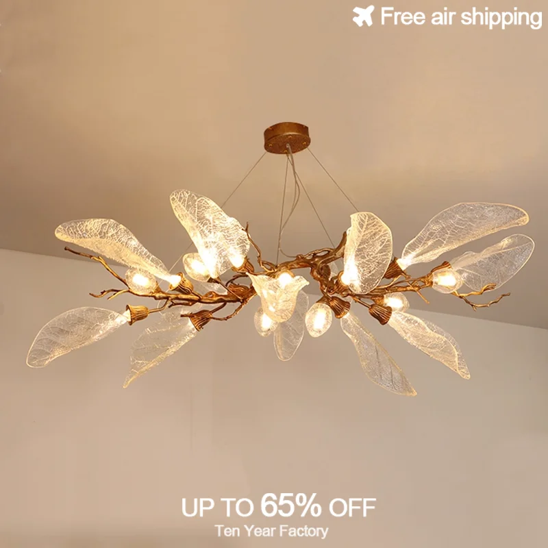 

Contemporary Leaves Design Crystal Glass Ceiling Pendant Lamp for Luxury Dining Room Kitchen Island Living Room and Bedroom
