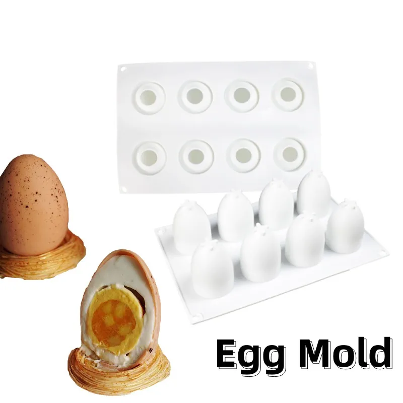 3D Easter Egg Shape 8-Chamber Silicone Cake Mold Chocolate Cupcake Mold French Dessert Truffle Mousse Decoration DIY Tool