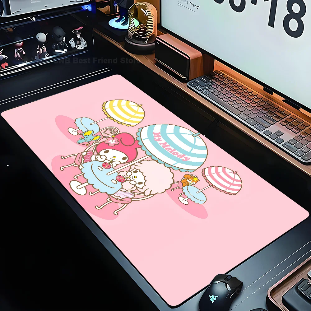 

MINISO Cute My Melody Mousepad Mouse Mat Desk Mat With Pad gaming accessories Prime Gaming XXL Keyboard Pad