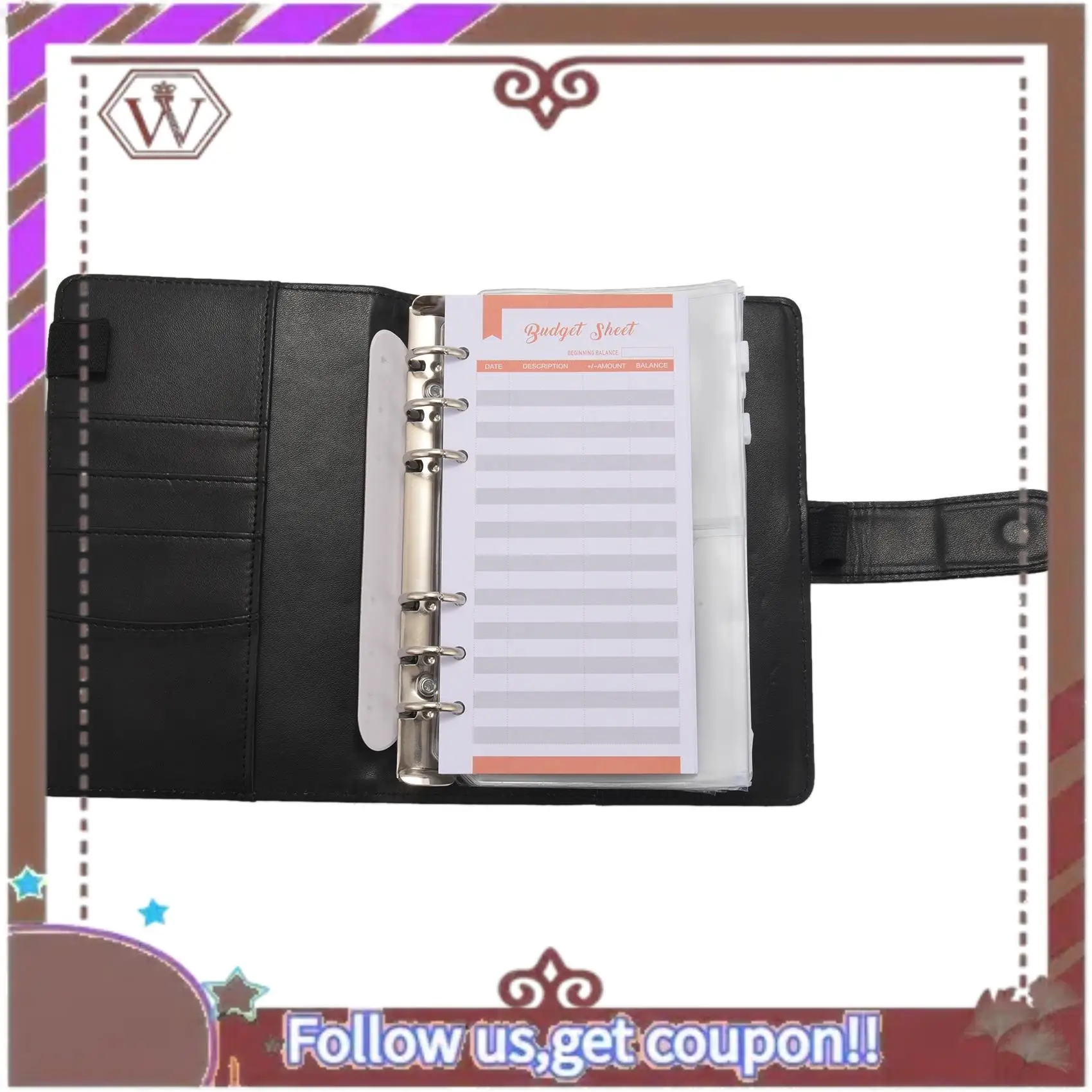 Новейшая бюджетная папка, органайзер-планировщик для ноутбука A6 из искусственной кожи, многоразовый 6-кольцевой переплет, наклейки с буквами, этикетки