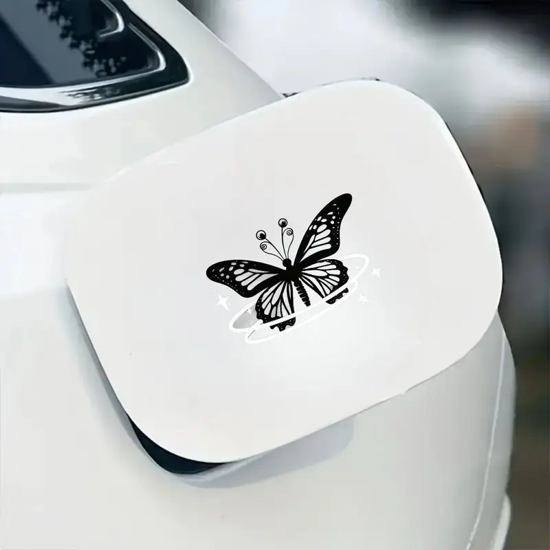 1Pc Sky Butterfly Vinyl Sticker, Black & White Pattern, Waterproof Self-Adhesive Decal for Car Window & Body