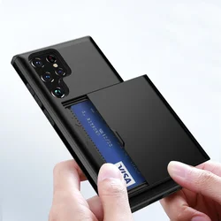 For Samsung Galaxy S24 Ultra S24+ S 24 Case Slide Armor Wallet Card Slot Cover For Galaxy S24 Plus S24ultra Capa Case Coque